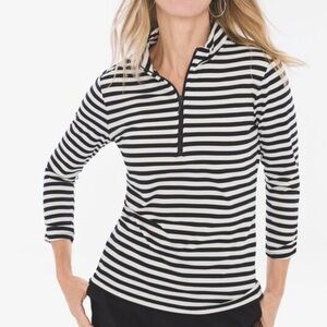 Chico’s Zenergy Stripe Half‎ Zip. Size 00. NWOT.